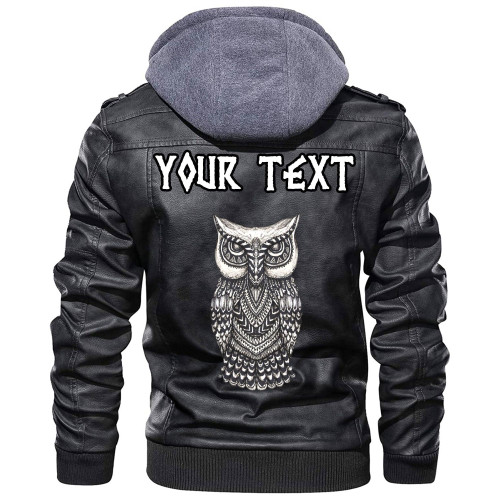 (Custom) Wonder Print Shop - Scandinavian Owl Leather Jacket RLT12