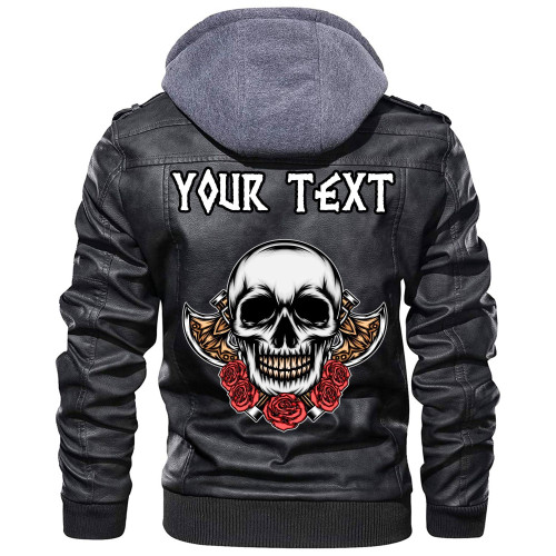 (Custom) Wonder Print Shop - Old Skeleton Head With Axe Premium Leather Jacket RLT12
