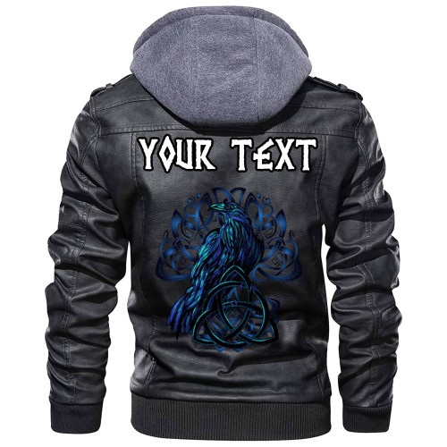 (Custom) Wonder Print Shop - Odins Celtic Raven Scandinavian Tattoo 2 Leather Jacket RLT12