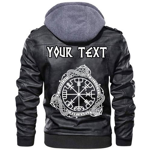 (Custom) Wonder Print Shop - Magical Runic, Compass Vegvisir Leather Jacket RLT12