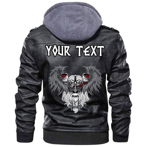 (Custom) Wonder Print Shop - God Odin With Two Ravens Leather Jacket RLT12