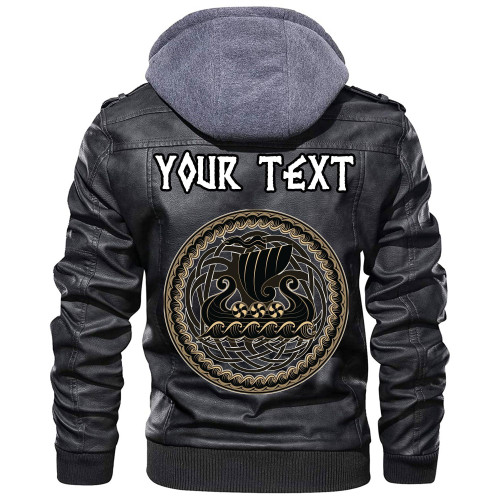 (Custom) Wonder Print Shop - Drakkar Ship Sailing On The Stormy Sea Leather Jacket RLT12