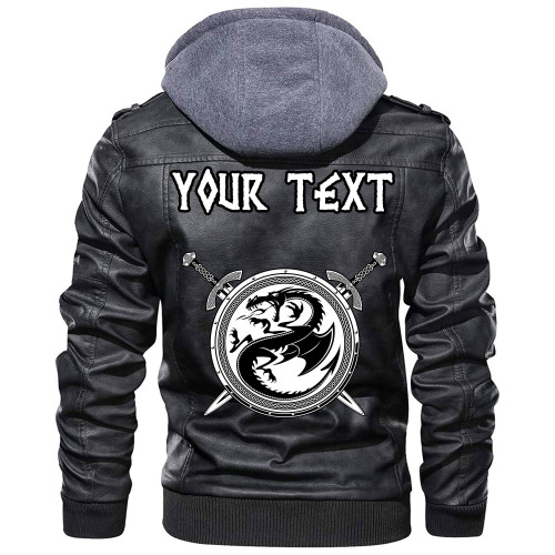 (Custom) Wonder Print Shop - Dragon Shield With Crossing Swords Leather Jacket RLT12