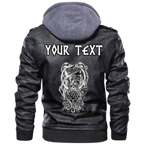 (Custom) Wonder Print Shop - Dragon and Valknut Leather Jacket RLT12