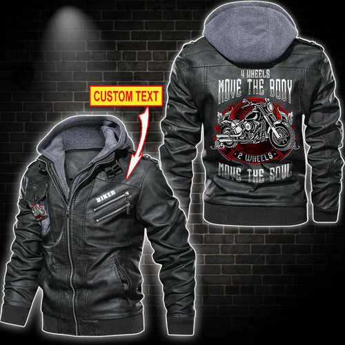 2 Wheels Move The Soul Personalized Motorcycle Leather Jacket