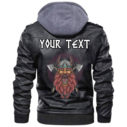 (Custom) Wonder Print Shop - Barbarian Head With Cross Axe Leather Jacket RLT12