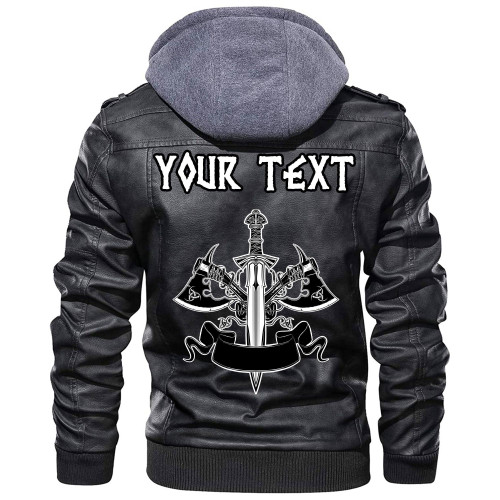 (Custom) Wonder Print Shop - Axes With Sword Leather Jacket RLT12