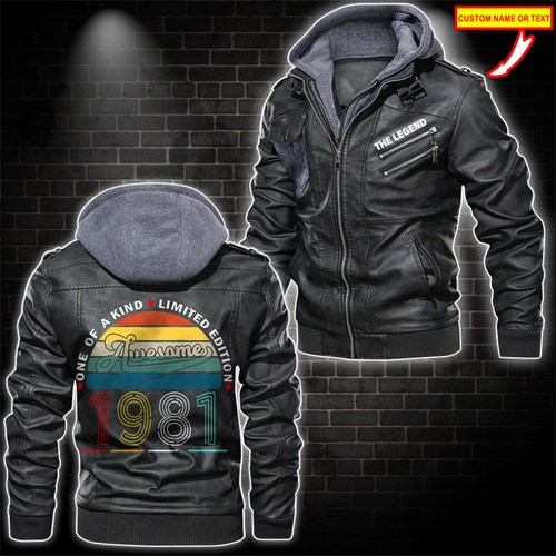 40th Birthday 1981 Mens Awesome Funny Leather Jacket 40 Year Old Vintage Year