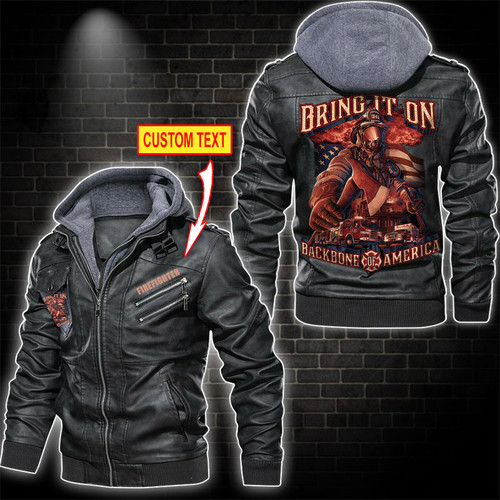 Backbone Of America Personalized Firefighter Leather Jacket