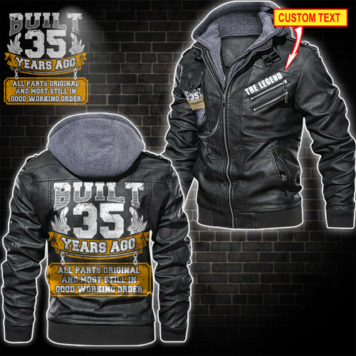 35th Birthday Mens Built 35 Years Ago Funny Personalize Leather Jacket 35 Year Old All Parts Original