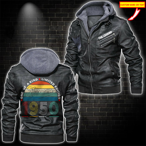 71th Birthday 1950 Mens Awesome Funny Leather Jacket 71 Year Old Vintage Year