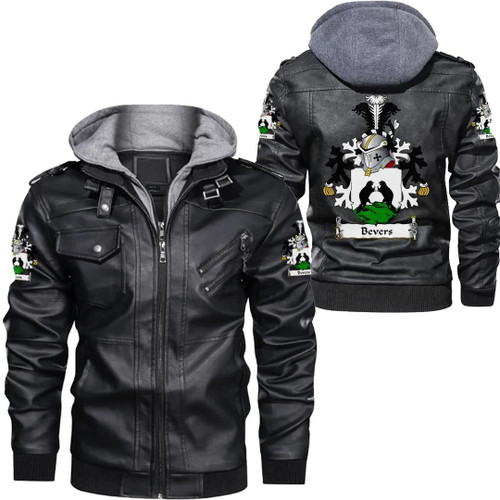 Bevers Netherlands Family Crest Zipper Leather Jacket - Dutch Family Crest A7