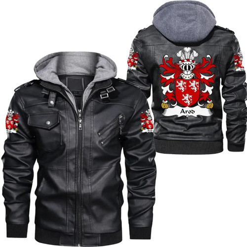 Arod (ap Owain ab Edwin ap Gronwy) Wales Zipper Leather Jacket - Welsh Family Crest A7