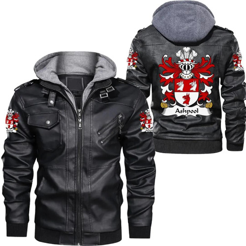 Ashpool (of Denbighshire) Wales Zipper Leather Jacket - Welsh Family Crest A7