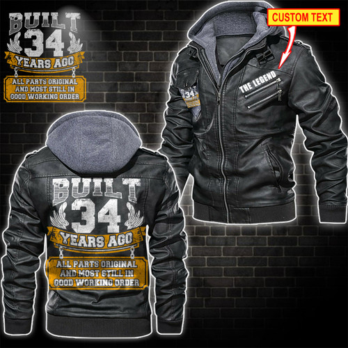 34th Birthday Mens Built 34 Years Ago Funny Personalize Leather Jacket 34 Year Old All Parts Original