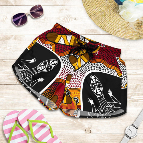 Aboriginal Shorts, Lizard Patterns Boomerang Indigenous Dot Painting Women