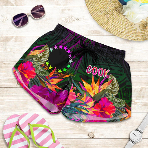 Alohawaii Short - Cook Islands Polynesian Womens Shorts - Summer Hibiscus - BN15