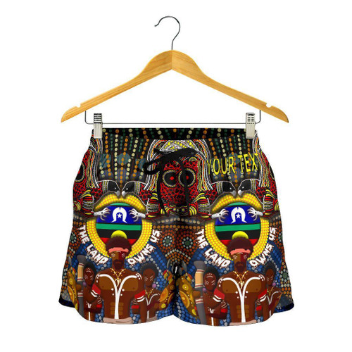 (Custom Text) The Land Owns Us Aboriginal All Over Print Womens Shorts