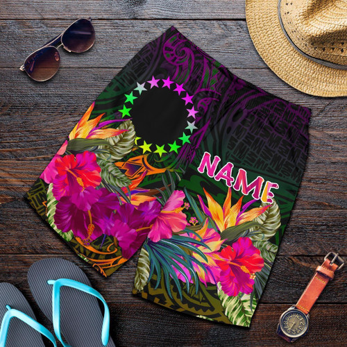 Alohawaii Short - Cook Islands Personalised Polynesian Mens Shorts - Summer Hibiscus - BN15