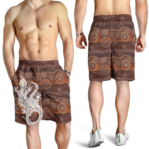 Aboriginal Shorts, Lizard Circle Indigenous Dot Painting Men