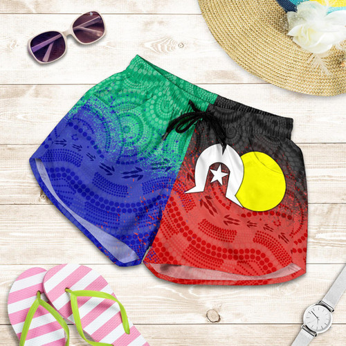Aboriginal Womens Shorts, Australia NAIDOC Week Indigenous Flag Style