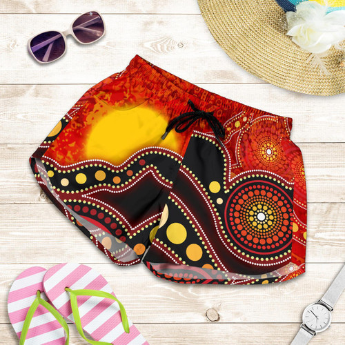 Aboriginal Womens Shorts, Aboriginal Lives Matter Flag Dot Painting Art
