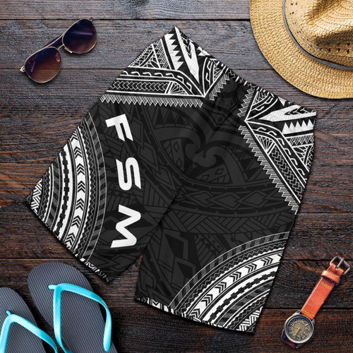 Alohawaii Short - Federated States of Micronesia Mens Shorts - Polynesian Chief Black Version - BN10