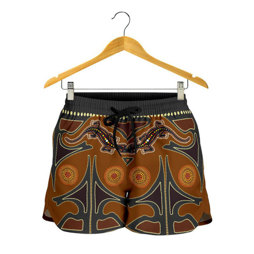Aboriginal Shorts, Lizard - Kangaroo Dot Painting Women