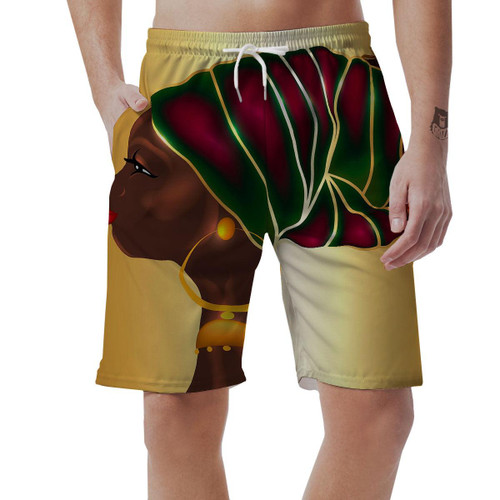 African Afro Gold And Black Print Mens Shorts