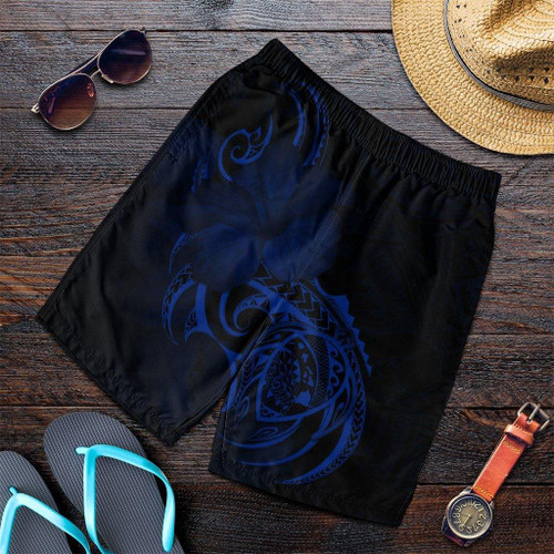 Alohawaii Short - Hawaii Map Turtle Hibiscus Divise Polynesian Mens Shorts Blue - AH - JRC