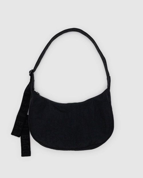 Medium Nylon Crescent Bag- Black