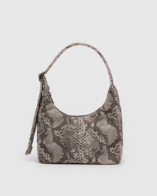 Mini Nylon Shoulder Bag- Snakeskin