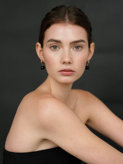 Boule Hoops- Black/14K Gold Fill