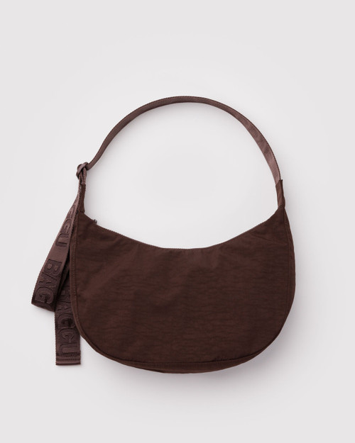 Medium Nylon Crescent Bag- Coffee