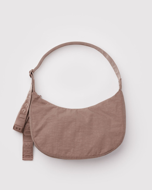Medium Nylon Crescent Bag- Toasted Almond