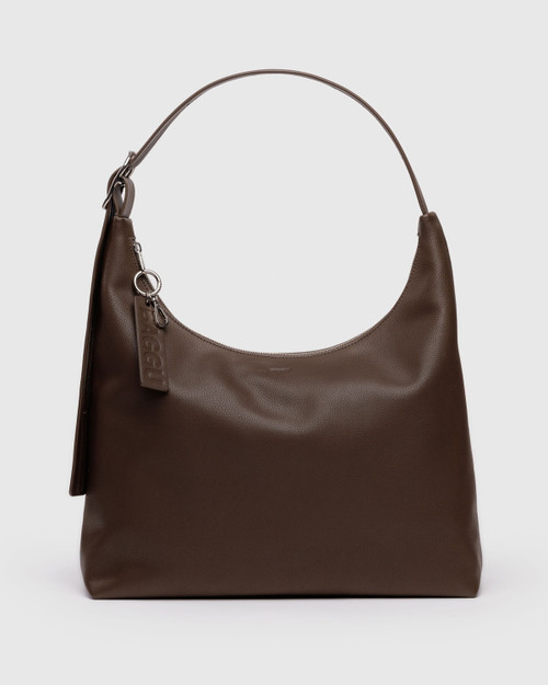 Recycled Leather Shoulder Bag- Brown