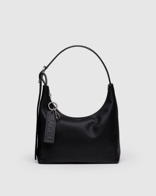 Mini Recycled Leather Shoulder Bag- Black
