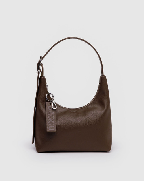 Mini Recycled Leather Shoulder Bag- Brown