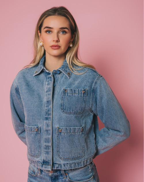 Magali Jacket With Chrome Hearts- Medium Blue