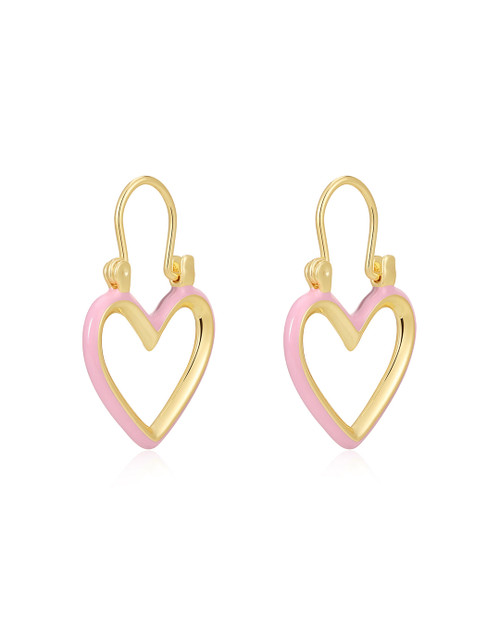 Mini Heartbreaker Hoops- Baby Pink/Gold