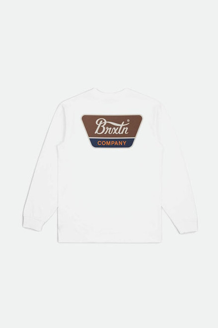 Linwood L/S Tee- White/Sepia/Beige