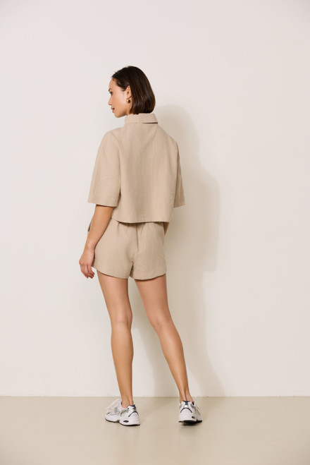 Clover Linen Blend Rolled Up Shorts- Pure Cashmere