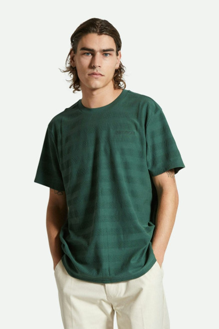 The City Jacquard Stripe S/S Tee- Trekking Green