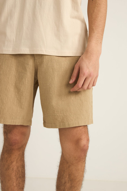 Essential Textured Linen Short- Sand