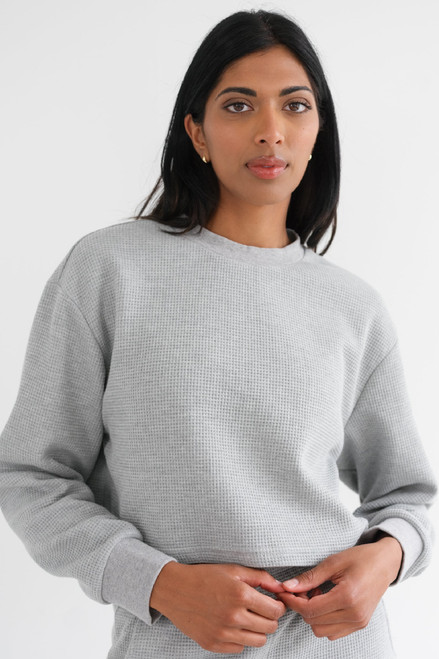 Waffle Boxy L/S-  Grey