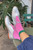 Colour Block Girlfriend Socks - Rose Green