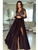 Plunge neckline Lace Bodice Maxi Dress - Black and Beige