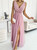 Plunge Neckline Maxi Dress with Tulle Skirt - Powder Pink