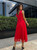 Midi Dress with Tulle Skirt - Red