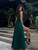 Maxi Dress with Lace Top and Tulle Bottom - Bottle Green